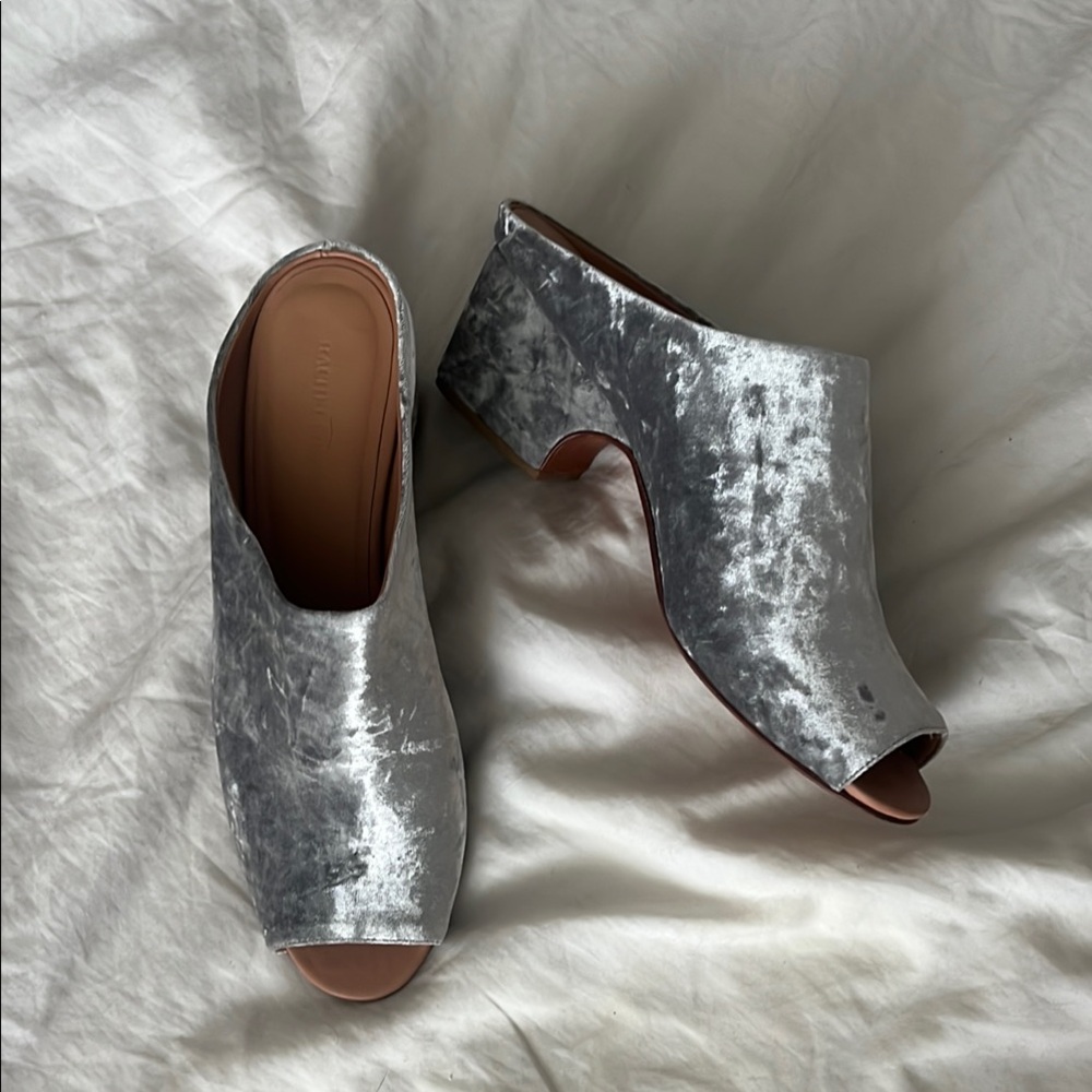 Rachel Comey Silver Velvet Foster Mules — Rare!